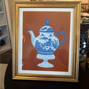 Chinoiserie Teapot Wall Art | 8x10 Gold Framed Vintage Decor